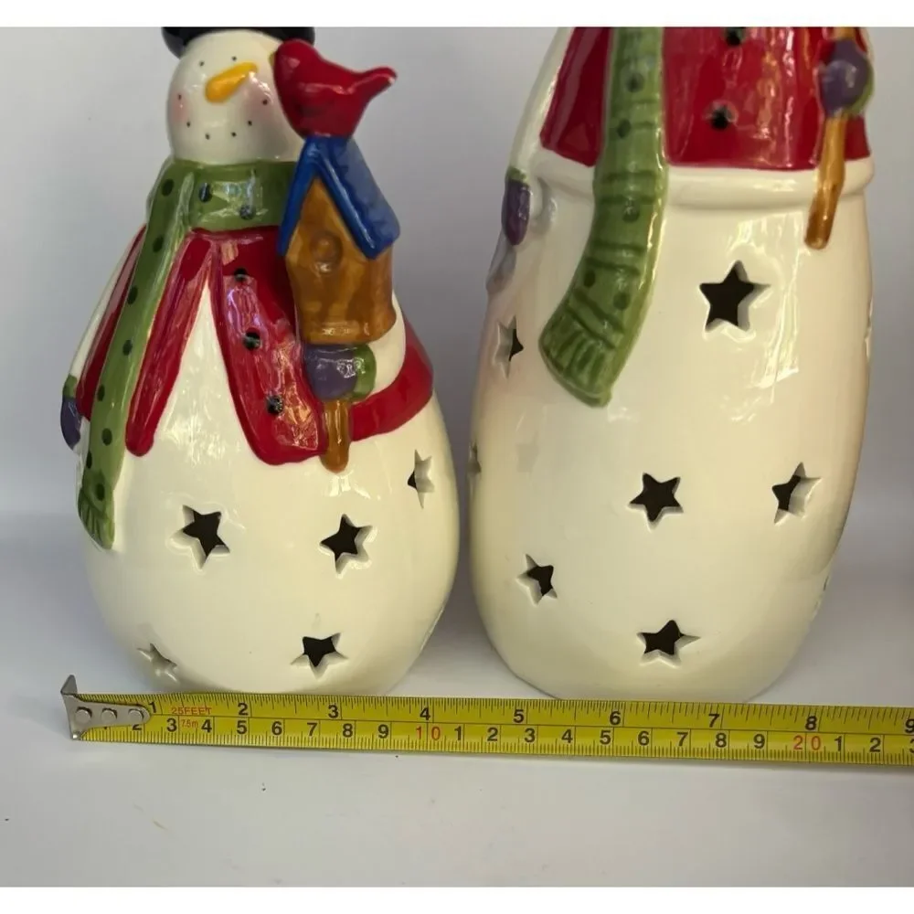 Vintage Costco Set of 2 Snowmen with Color Changing Led Lights